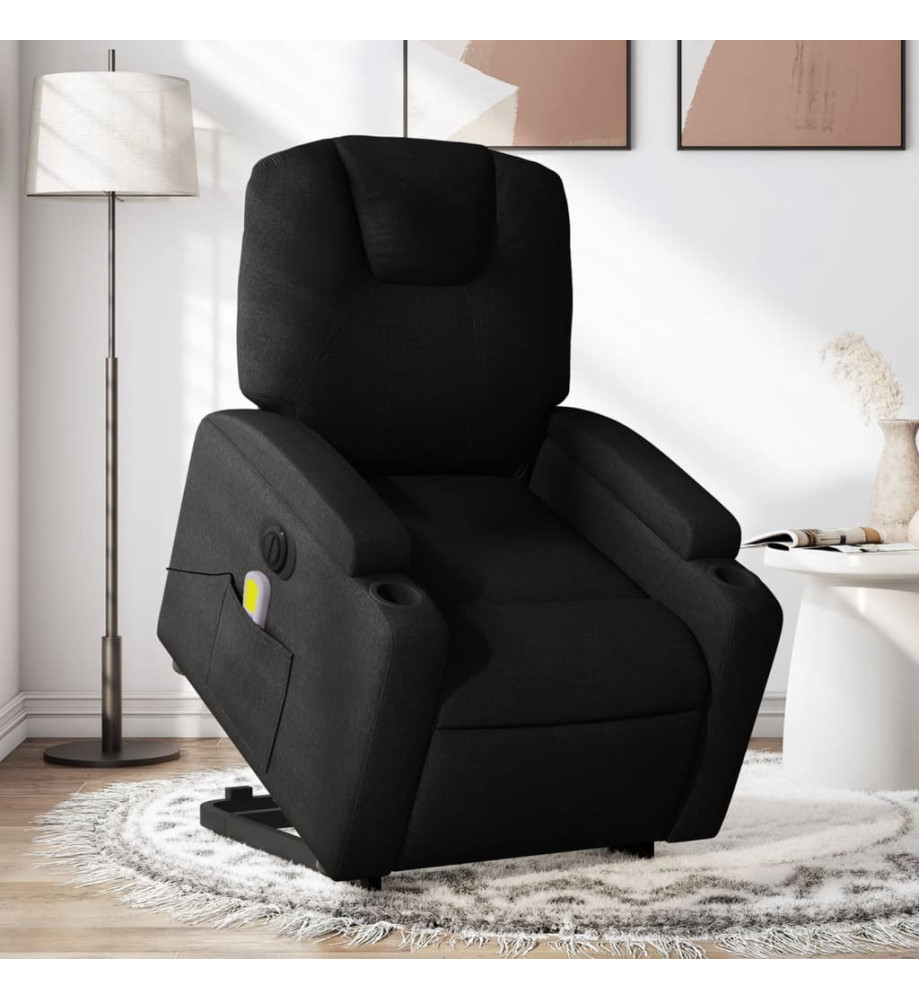 Fauteuil inclinable de massage électrique Noir Tissu