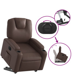 Fauteuil inclinable électrique marron similicuir