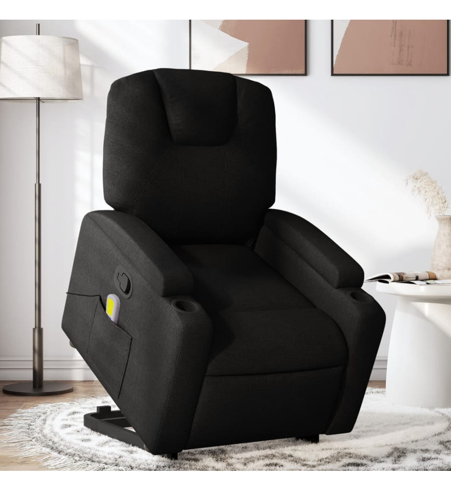 Fauteuil de massage inclinable Noir Tissu