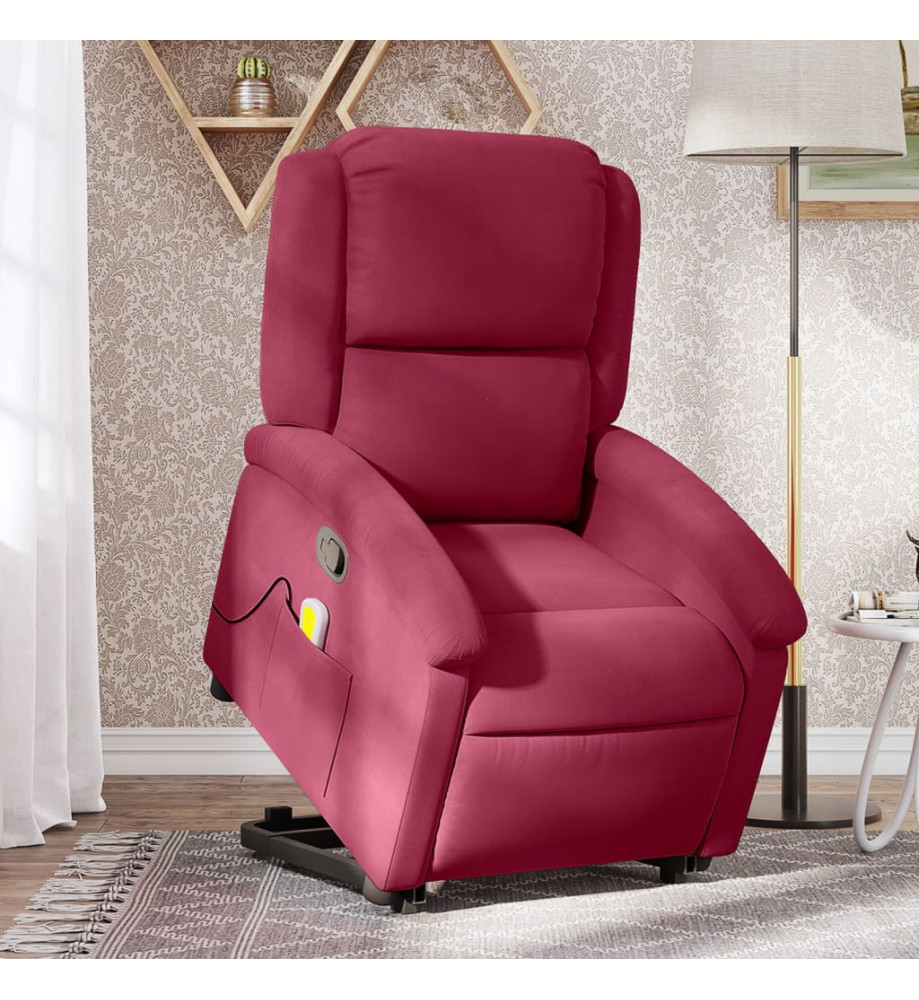 Fauteuil de massage inclinable Rouge bordeaux Velours