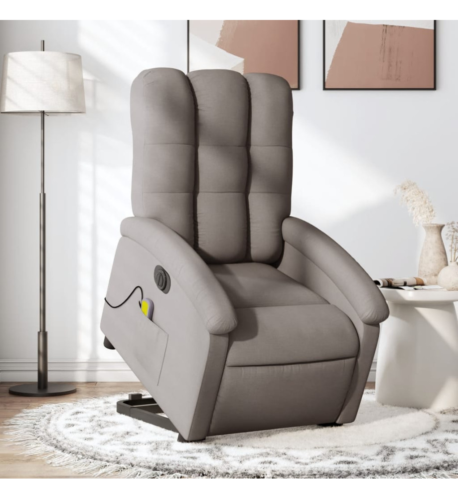 Fauteuil inclinable de massage électrique Taupe Tissu