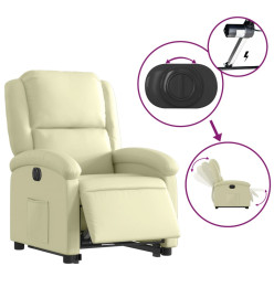 Fauteuil inclinable électrique crème cuir véritable