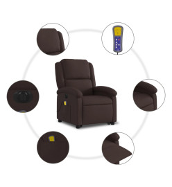 Fauteuil inclinable de massage électrique Marron foncé Tissu