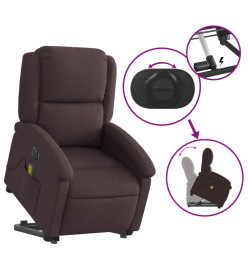 Fauteuil inclinable de massage électrique Marron foncé Tissu