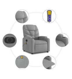 Fauteuil inclinable de massage électrique Gris clair Tissu