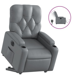 Fauteuil inclinable électrique gris similicuir