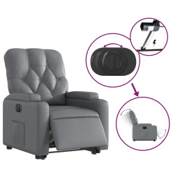 Fauteuil inclinable électrique gris similicuir