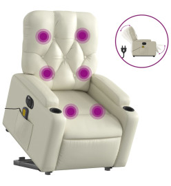 Fauteuil inclinable de massage électrique crème similicuir