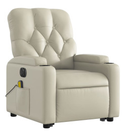 Fauteuil inclinable de massage électrique crème similicuir