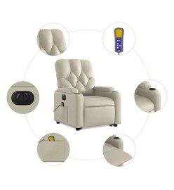 Fauteuil inclinable de massage électrique crème similicuir