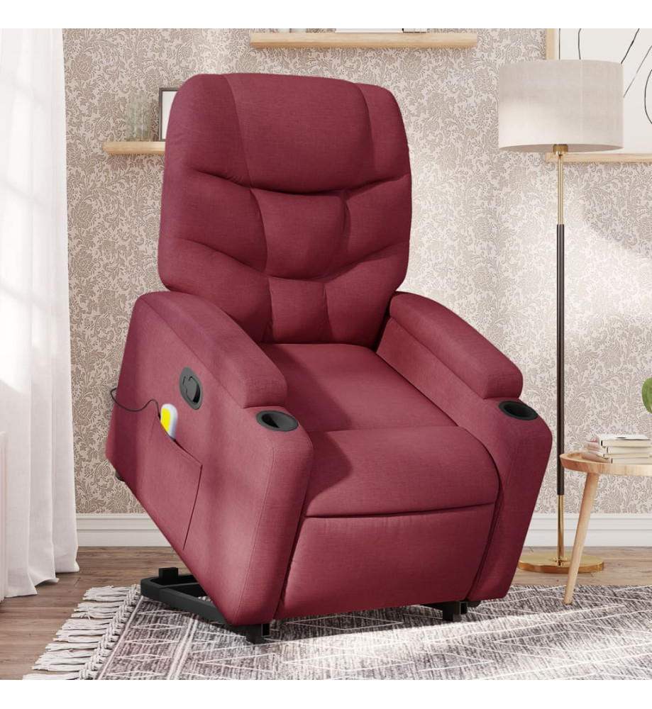 Fauteuil inclinable de massage Rouge bordeaux Tissu