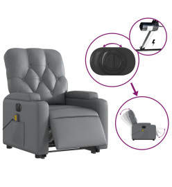 Fauteuil inclinable de massage électrique gris similicuir