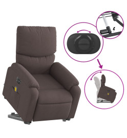 Fauteuil inclinable de massage électrique Marron foncé Tissu