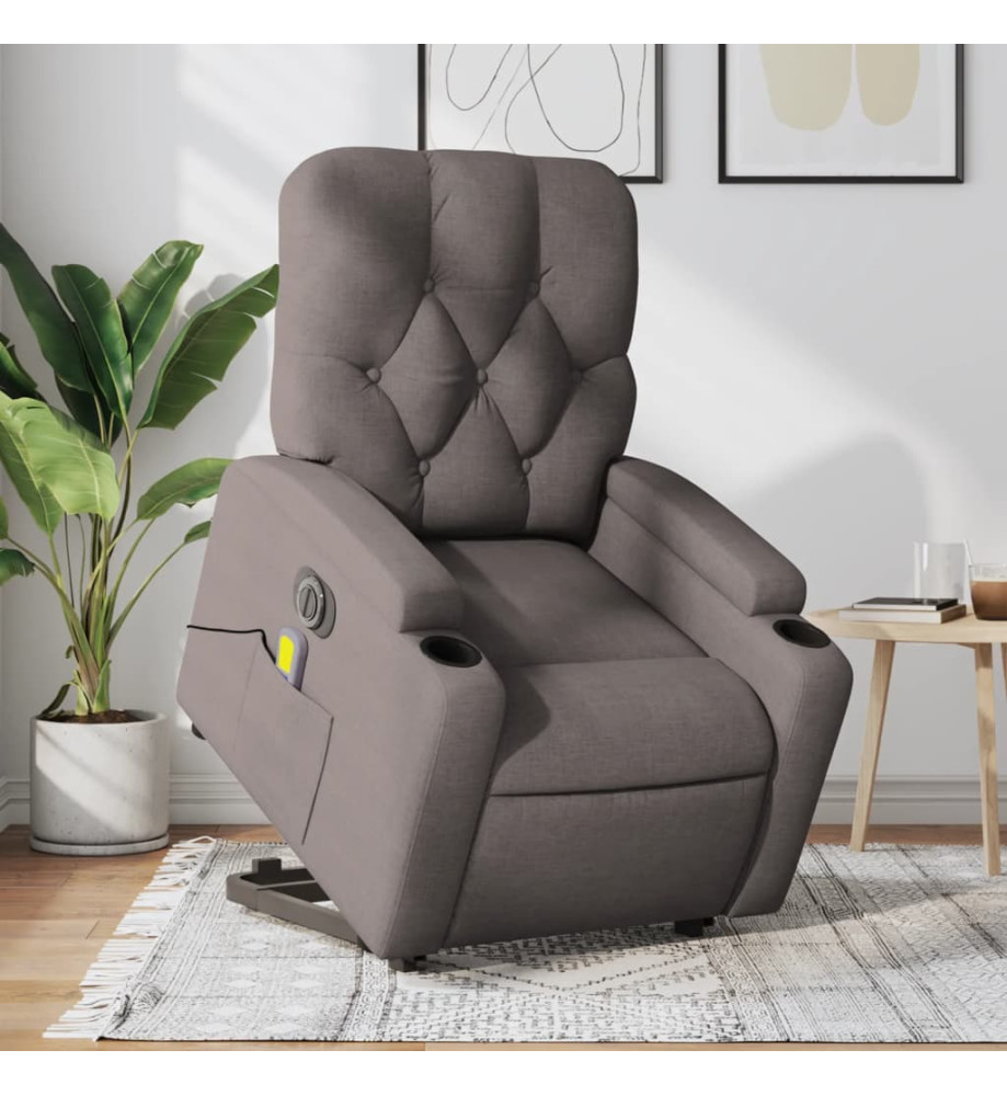 Fauteuil inclinable de massage électrique Taupe Tissu