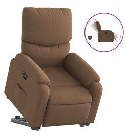 Fauteuil inclinable électrique marron tissu