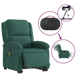 Fauteuil inclinable de massage électrique vert foncé velours