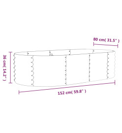 Lit surélevé de jardin Acier enduit de poudre 152x80x36 cm gris