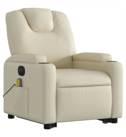 Fauteuil inclinable de massage électrique crème similicuir