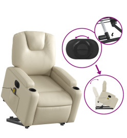 Fauteuil inclinable de massage électrique crème similicuir