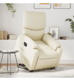 Fauteuil inclinable électrique crème similicuir