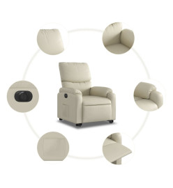 Fauteuil inclinable électrique crème similicuir