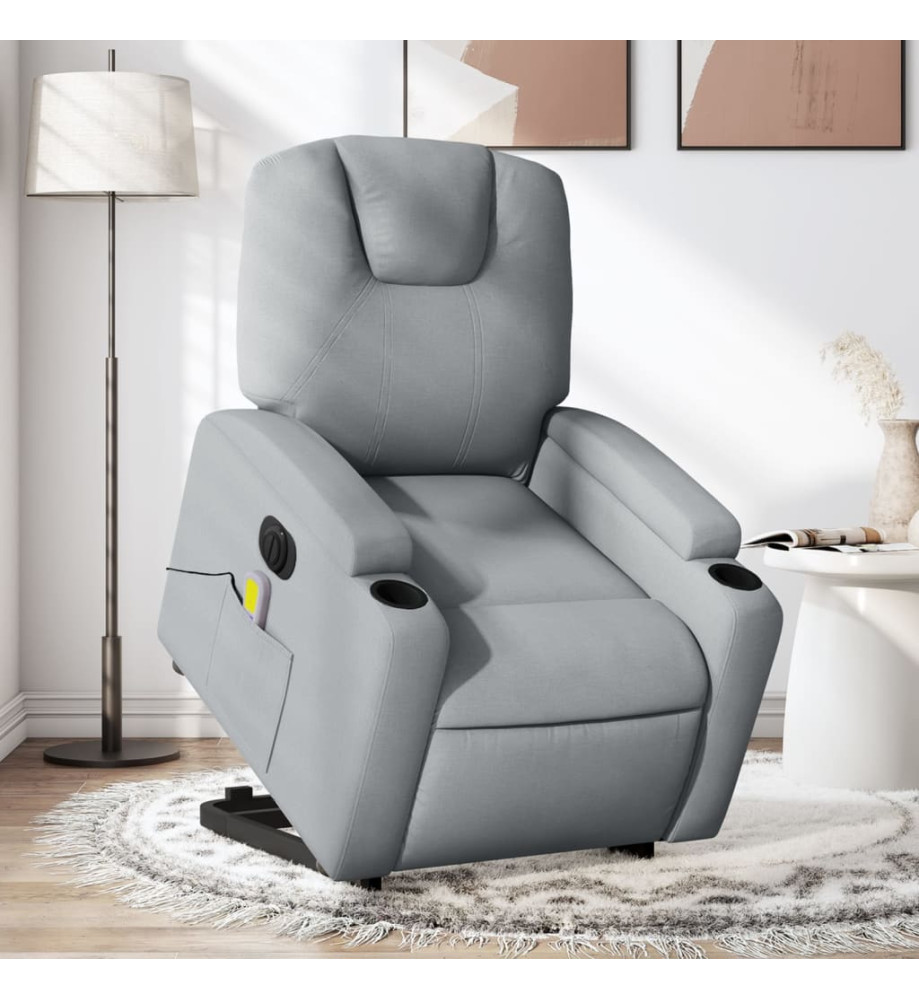 Fauteuil inclinable de massage électrique Gris clair Tissu