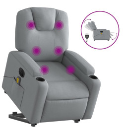 Fauteuil inclinable de massage électrique Gris clair Tissu