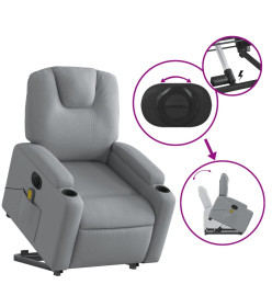 Fauteuil inclinable de massage électrique Gris clair Tissu