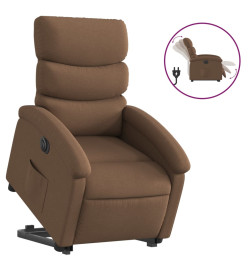 Fauteuil inclinable électrique marron tissu