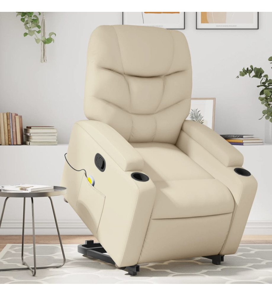 Fauteuil inclinable de massage Crème Similicuir