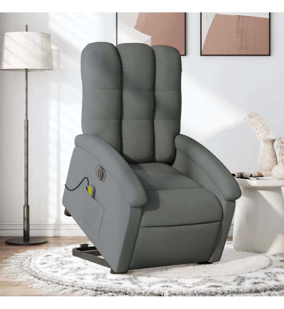 Fauteuil inclinable de massage électrique Gris foncé Tissu