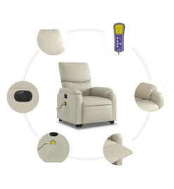 Fauteuil inclinable de massage électrique crème similicuir