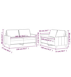 Ensemble de canapés 2 pcs avec coussins Vert foncé Velours