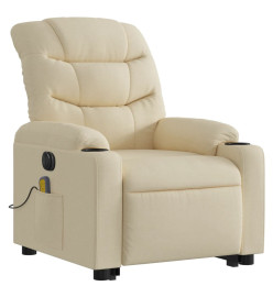 Fauteuil inclinable de massage électrique Crème Tissu