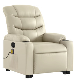 Fauteuil inclinable de massage électrique crème similicuir