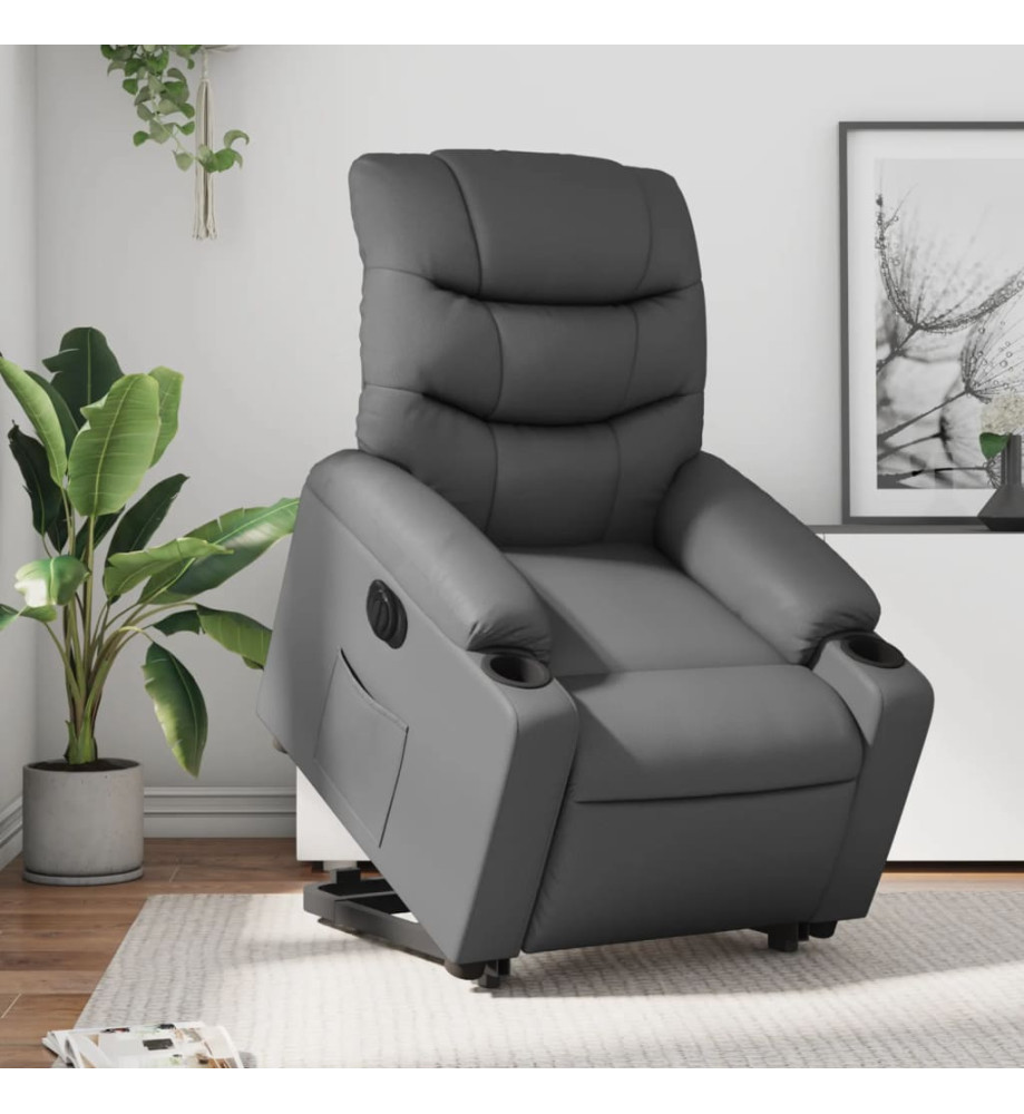 Fauteuil inclinable électrique gris similicuir