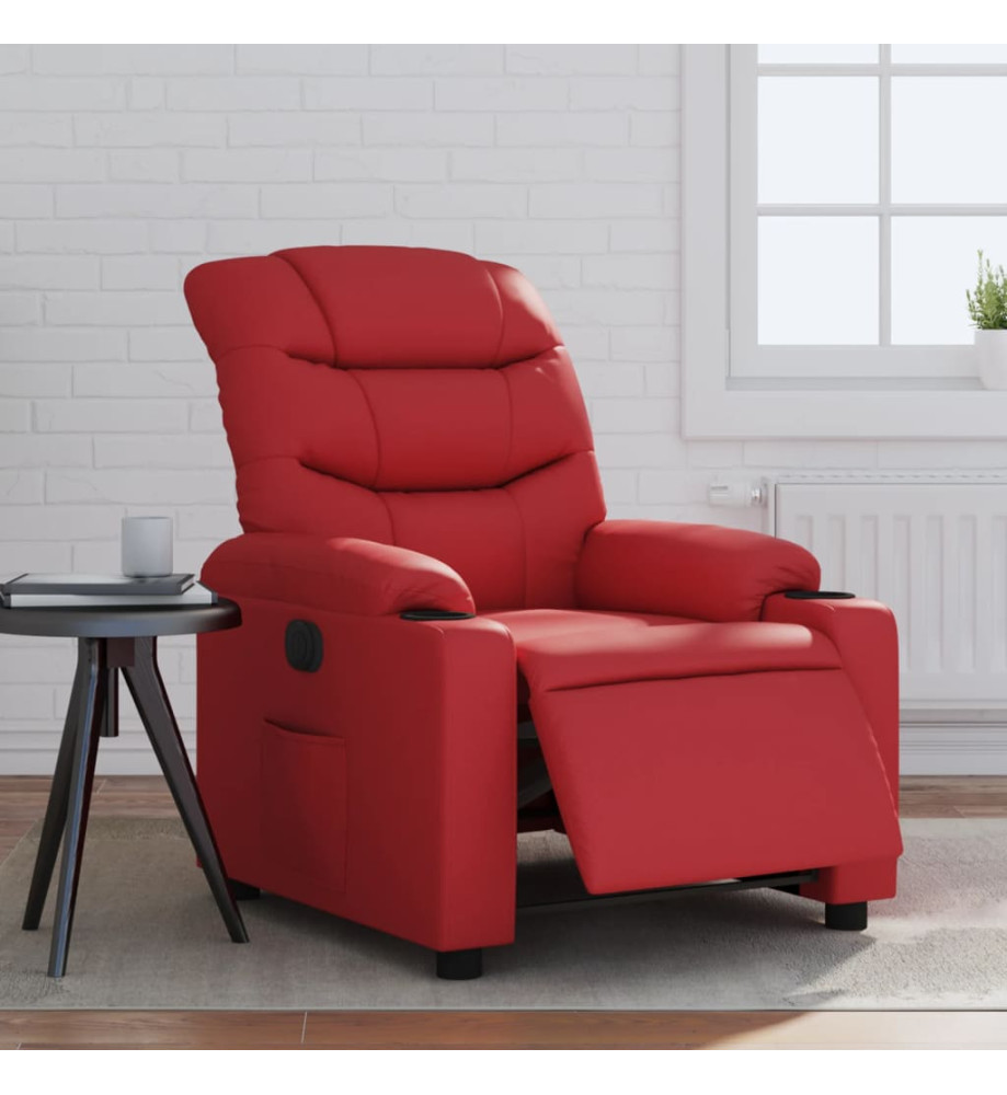 Fauteuil inclinable électrique Rouge Similicuir