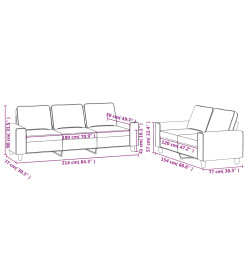 Ensemble de canapés 2 pcs gris clair tissu