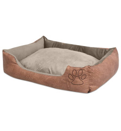 Lit pour chiens avec coussin Cuir artificiel PU Taille XL Beige