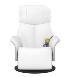 Fauteuil inclinable de massage repose-pieds blanc similicuir