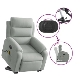 Fauteuil inclinable de massage électrique gris clair velours