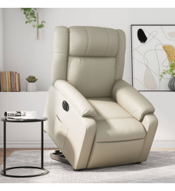 Fauteuil inclinable électrique crème similicuir