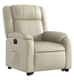 Fauteuil inclinable électrique crème similicuir