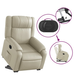 Fauteuil inclinable électrique crème similicuir