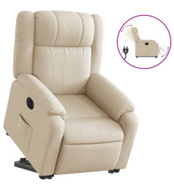 Fauteuil inclinable électrique crème tissu