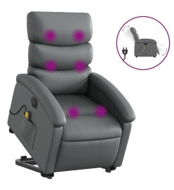 Fauteuil inclinable de massage électrique gris similicuir