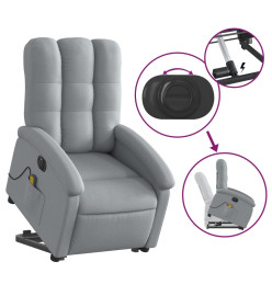 Fauteuil inclinable de massage électrique Gris clair Tissu