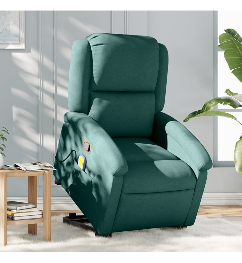 Fauteuil inclinable de massage Vert foncé Tissu