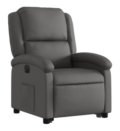 Fauteuil inclinable électrique gris cuir véritable