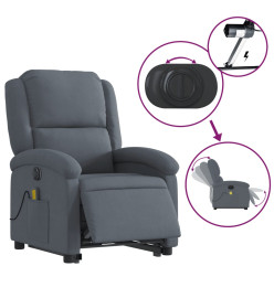 Fauteuil inclinable de massage électrique gris foncé velours